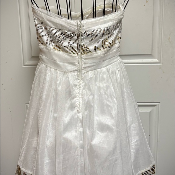 As U Wish Silver and White Strapless Fit and Flare Dress - Picture 2 of 3